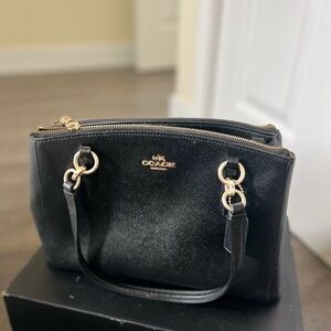 Coach Black Satchel with Gold Accents